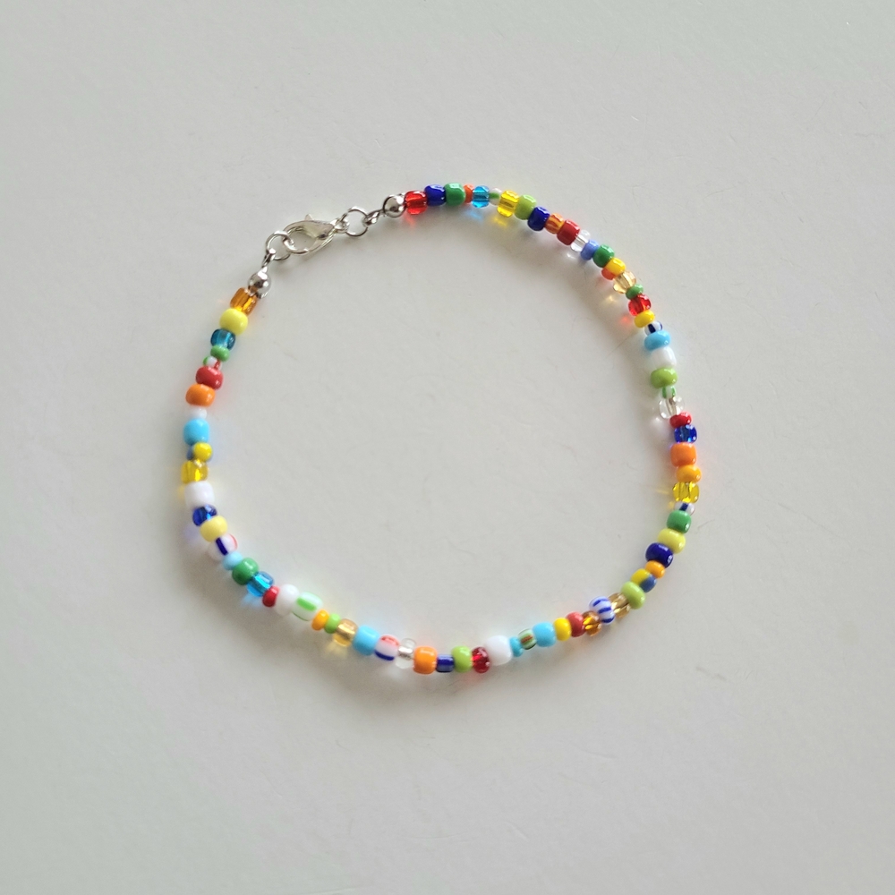 Boho Multicolor Beaded Anklet Bracelet - Picture 2 of 8